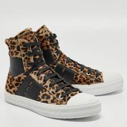 Amiri Calf Hair and Leather Sunset High Top Sneakers Size 41