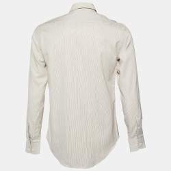 Armani Collezioni Beige Pinstripe Cotton Buttoned Up Shirt S
