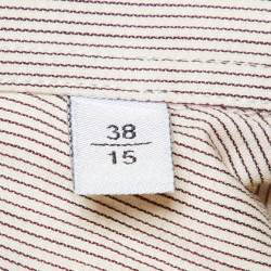 Armani Collezioni Beige Pinstripe Cotton Buttoned Up Shirt S