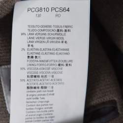 Pre Owned Armani Collezioni Brown and Grey Textured Wool Mandarin Collar Blazer XL