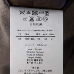 Pre Owned Armani Collezioni Brown and Grey Textured Wool Mandarin Collar Blazer XL