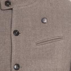 Pre Owned Armani Collezioni Brown and Grey Textured Wool Mandarin Collar Blazer XL