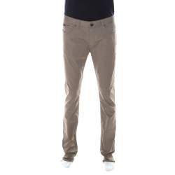 Pre Owned Armani Collezioni Taupe-Beige Cotton Tight Fit Straight Trousers L