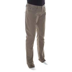 Pre Owned Armani Collezioni Taupe-Beige Cotton Tight Fit Straight Trousers L