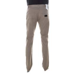 Pre Owned Armani Collezioni Taupe-Beige Cotton Tight Fit Straight Trousers L
