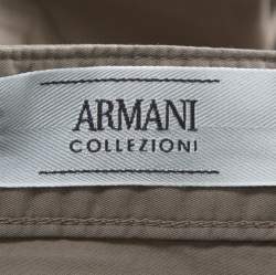 Pre Owned Armani Collezioni Taupe-Beige Cotton Tight Fit Straight Trousers L