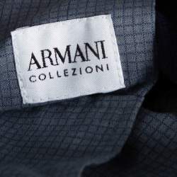 Pre Owned Armani Collezioni Navy Blue Wool Front Pleat Detail Tailored Trousers M