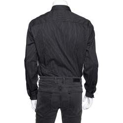 مملوكة مسبقًا Armani Collezioni Black Checkered Cotton Long Sleeve Shirt L