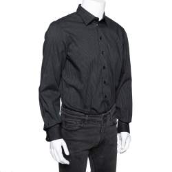 مملوكة مسبقًا Armani Collezioni Black Checkered Cotton Long Sleeve Shirt L