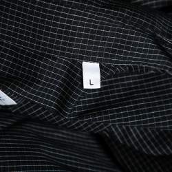 مملوكة مسبقًا Armani Collezioni Black Checkered Cotton Long Sleeve Shirt L