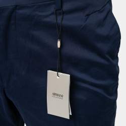 مملوكة مسبقًا بنطلون أرماني كالزوني قطن أزرق كحلي قصة إعتيادية مقاس خصر 37 إكس إكس لارج