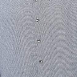 Pre Owned Armani Collezioni Blue Micro Checks Cotton Long Sleeve Shirt XL