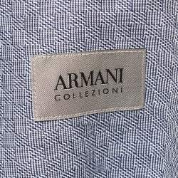 Pre Owned Armani Collezioni Blue Micro Checks Cotton Long Sleeve Shirt XL