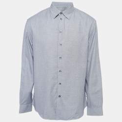 Pre Owned Armani Collezioni Blue Micro Checks Cotton Long Sleeve Shirt XL