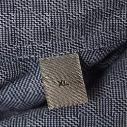 Pre Owned Armani Collezioni Blue Micro Checks Cotton Long Sleeve Shirt XL