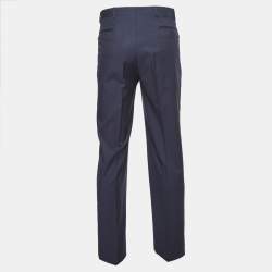 Pre Owned Armani Collezioni Navy Blue Striped Wool Tailored Trousers XL