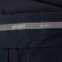 Pre Owned Armani Collezioni Navy Blue Striped Wool Tailored Trousers XL