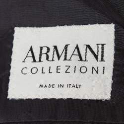 Armani Collezioni Navy Blue Stripe Patterned Wool Tailored Blazer XL