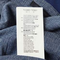 Pre Owned Armani Collezioni Blue Cotton Knit Mandarin Collar Jacket L