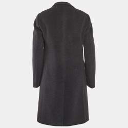Armani Collezioni Grey Felt Wool Mid-Length Coat M