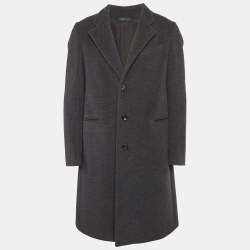 Armani Collezioni Grey Felt Wool Mid-Length Coat M