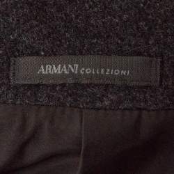 Armani Collezioni Grey Felt Wool Mid-Length Coat M