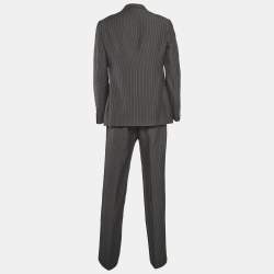 Armani Collezioni Grey Pinstripe Wool Blend Single Breasted Pants Suit XL