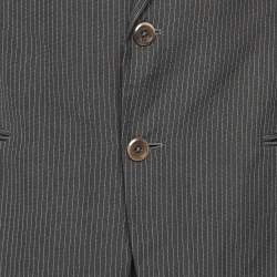 Armani Collezioni Grey Pinstripe Wool Blend Single Breasted Pants Suit XL