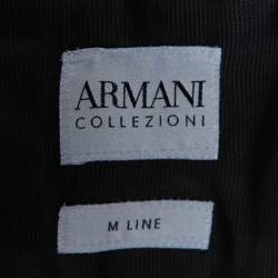 Pre Owned Armani Collezioni Brown Checkered Wool M-Line Blazer L