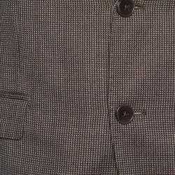 Pre Owned Armani Collezioni Brown Checkered Wool M-Line Blazer L