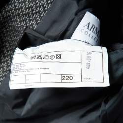 Pre Owned Armani Collezioni Black Patterned Wool Single Breasted Blazer S