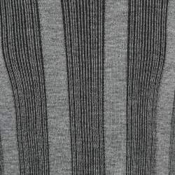 Armani Collezioni Grey Striped Wool Knit Sweater M