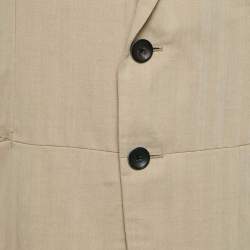 Armani Collezioni Khaki Beige Wool Blend Single Breasted Blazer L