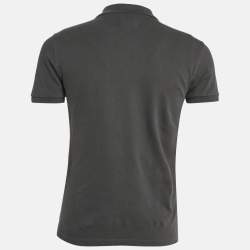 Pre Owned Armani Collezioni Grey Logo Embroidered Cotton Pique Polo T-Shirt L