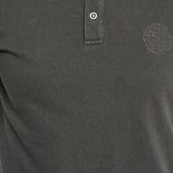 Pre Owned Armani Collezioni Grey Logo Embroidered Cotton Pique Polo T-Shirt L