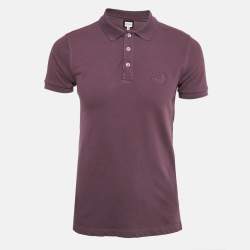 Pre Owned Armani Collezioni Purple Logo Embroidery Cotton Pique Polo T-Shirt L
