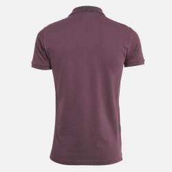 Pre Owned Armani Collezioni Purple Logo Embroidery Cotton Pique Polo T-Shirt L