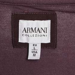 Pre Owned Armani Collezioni Purple Logo Embroidery Cotton Pique Polo T-Shirt L