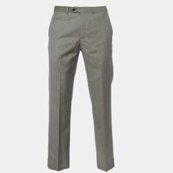 Pre Owned Armani Collezioni Grey Virgin Wool Straight Leg Trousers M