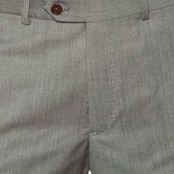 Pre Owned Armani Collezioni Grey Virgin Wool Straight Leg Trousers M