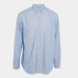 Pre Owned Armani Collezioni Blue Pinstripe Cotton Modern Fit Shirt XXL