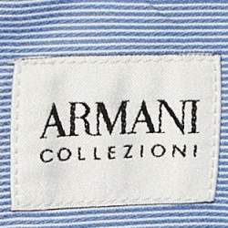 Pre Owned Armani Collezioni Blue Pinstripe Cotton Modern Fit Shirt XXL