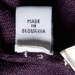 Pre Owned Armani Collezioni Purple Wool Knit Zip Up Sweater XXL