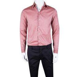 Pre Owned Armani Collezioni Pink Cotton Long Sleeve Button Front Shirt S