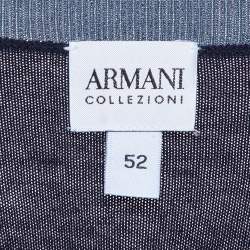 Armani Collezioni Navy Blue Silk Knit Button Front Cardigan XL