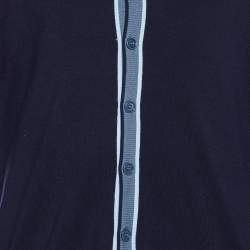 Armani Collezioni Navy Blue Silk Knit Button Front Cardigan XL