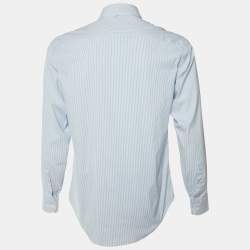 Armani Collezioni Blue/White Striped Stretch Cotton Long Sleeve Shirt M 