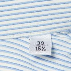 Armani Collezioni Blue/White Striped Stretch Cotton Long Sleeve Shirt M 