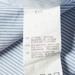 Armani Collezioni Blue/White Striped Stretch Cotton Long Sleeve Shirt M 