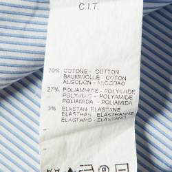 Armani Collezioni Blue/White Striped Stretch Cotton Long Sleeve Shirt M 